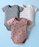 I Bears Interlock Knit Half Sleeves Onesies With Animal Print Pack Of 3 - White Grey & Pink
