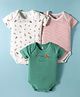 I Bears Interlock Knit Half Sleeves Onesies with Stripe & Animal Print Pack of 3 - White Green & Red