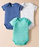 I Bears Interlock Knit Half Sleeves Onesies with Stripe & Turtle Print Pack of 3 - White Green & Blue