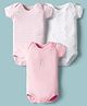 I Bears Interlock Knit Half Sleeves Onesies With Stripes Pack Of 3 - Pink & White