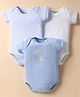 I Bears Interlock Knit Half Sleeves Striped & Animal Printed Onesies Pack of 3 - Multicolor