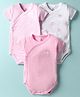I Bears Interlock Knit Half Sleeves Striped & Horse Printed Onesies Pack of 3 - Pink & White