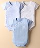 I Bears Interlock Knit Half Sleeves Onesie with Stripes & Animal Print Pack of 3 - Light Blue & White