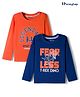 Honeyhap Premium 100% Cotton Knit Bio Finish  Full Sleeves T-Shirts with Play It Win It Text Print Pack of 2 - Limoges & Fire Cracker