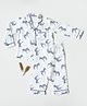 The Boo Boo Club Muslin Woven Full Sleeves Zebras Printed Night Suit Set - White