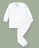 The Boo Boo Club Cotton Knit Full Sleeves Ribbed Thermal Set - White