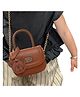 Bembika Free Size  Solid Sling Bag With Chain- Brown