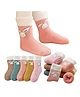 Bembika Cotton Pack Of 5 Bunny Designed Anti Skid Socks - Multi Colour