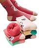 Bembika Cotton Pack Of 5 Cartoon Face Designed Anti Skid Socks - Multi Colour