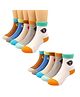 Bembika Cotton Pack Of 5 Colour Blocked Anti Skid Socks - Multi Colour
