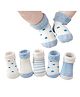 Bembika Cotton Pack Of 5 Stars Designed & Striped Anti Skid Socks - Multi Colour