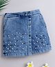 Bright Stars KIDSWEAR Cotton Blend Denim Pearls Embellished Skort - Blue