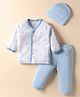 I Bears Interlock Knit Full Sleeves Night Suit With Cap & Teddy Print - Light Blue