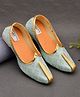 Little Palz Floral Embroidered & Foil Designed Slip On Mojaris - Blue