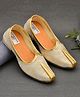 Little Palz Floral Embroidered Slip On Mojaris - Golden