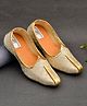 Little Palz Ethnic Motif Embroidered Slip On Mojaris - Golden