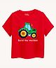 Guugly Wuugly Super Soft Combed Compact Cotton Knit Half Sleeves Tractor Printed Skin Friendly Tee - Red