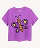 Guugly Wuugly Super Soft Combed Compact Cotton Knit Half Sleeves Butterfly Printed Skin Friendly Tee - Lavender