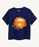 Guugly Wuugly Super Soft Combed Compact Cotton Knit Half Sleeves Roar Text Printed Skin Friendly Tee - Navy Blue