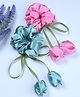 Funkrafts Set Of 2 Satin Floral String Attached Scrunchies - Multi Colour