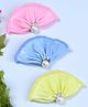 Funkrafts Set Of 3 Pearl Embellished Bow Designed Alligator Clips - Pink Blue & Yellow