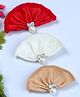 Funkrafts Set Of 3 Pearl Embellished Bow Designed Alligator Clips - Red White & Beige
