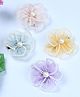 Funkrafts Set Of 4 Pearl Embellished Floral Designed Alligator Clips - Multi Colour