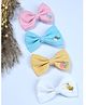 Funkrafts Set Of 4 Floral Embroidered Bow Applique Detailed Hair Alligator Clips - Multi Colour