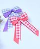 Funkrafts Set Of 2 Bow Applique Detailed Checked Hair Alligator Clips - Multi Colour