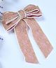 Funkrafts Pearls Embellished & Bow Applique Detailed Barrette Hair Clip - Beige