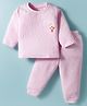 Little Darlings Cotton Knit Full Sleeves Winter Inner Thermal Wear With Animal - Pink