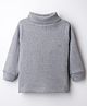 Little Darlings Fleece Knit Full Sleeves Solid Color Turtle Neck Winter T-Shirt - Grey