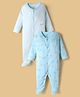 I Bears Interlock Knit Full Sleeves Footed Sleepsuit With Animal Print Pack Of 2 - Light Blue
