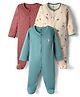 I Bears Interlock Knit Full Sleeves Footed Sleep Suits with Space Print Pack Of 3 - Rose Gold & Teal Blue