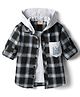 Rikidoos Full Sleeves Checked Shirt With Attached Solid Hooded Tee - Black & Melange