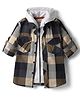 Rikidoos Full Sleeves Checked Shirt With Attached Hooded Tee Set - Navy Blue & Melange