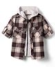Rikidoos Full Sleeves Checked Shirt With Attached Hooded Tee Set - Dark Maroon & Melange