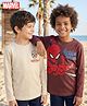 Honeyhap Marvel Single Jersey Knit Full Sleeves T-Shirts with Spider-Man Graphics Pack of 2 - Maroon & Beige