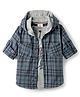 Rikidoos Full Sleeves Checked Hooded Shirt With Tee Set - Blue & Grey