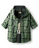 Rikidoos Full Sleeves Checked Hooded Shirt With Tee Set - Green & Dark Grey