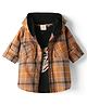 Rikidoos Full Sleeves Checked Hooded Shirt With Tee Set - Brown & Black