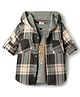 Rikidoos Full Sleeves Checked Hooded Shirt With Tee Set - Light & Dark Grey