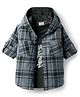 Rikidoos Full Sleeves Checked Hooded Shirt With Tee Set - Blue & Dark Grey