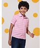 Cherry & Jerry Cotton Woven Half Sleeves Checked Shirt - Pink & White
