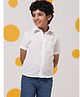 Cherry & Jerry Cotton Linen Woven Half Sleeves Solid Shirt - White