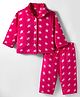 Kanvin Knit Full Sleeves Co-ords Winter Night Suit with Star Print - Dark Pink