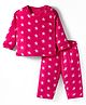 Kanvin Knit Full Sleeves Co-ords Winter Night Suit with Star Print - Dark Pink