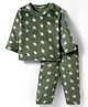 Kanvin Knit Full Sleeves Co-ords Winter Night Suit with Star Print - Green