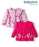 Babyoye 100% Cotton Knit Full Sleeves Jhablas With Eco Jiva Finish & Floral Print Pack Of 2 - Pink & Dark Pink