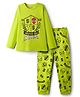 Honeyhap Marvel Single Jersey Knit Full Sleeves Night Suit With Spider Print - Lime Green